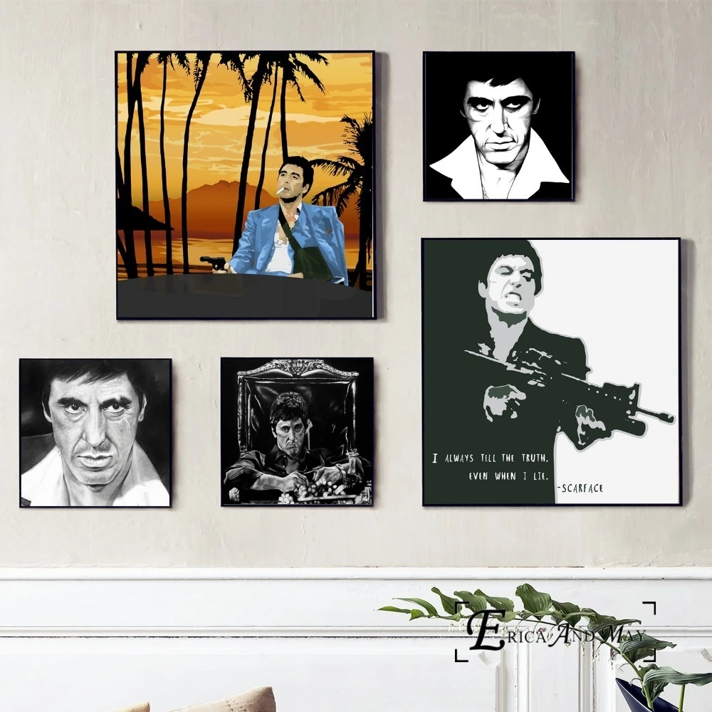 Scarface Movie Figure Artwork Posters And Prints Canvas Painting Wall Art Picture Vintage Poster Decorative Home Decor Quadro Painting Calligraphy Aliexpress