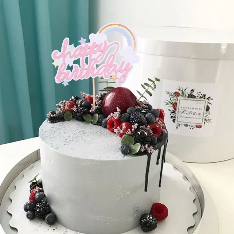 1/3/5Pcs торт фигурки жениха и невесты; Радуга Бумага Happy топперы для торта на день рождения для Baby Shower или для вечеринки по случаю письмо украшения для кексов вечерние поставки