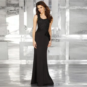 

Wholesale Elegant Black Mermaid Scoop Neck Sleeveless Beading Bodice Mother of the Bride Dresses Back Out Wedding Party Gowns