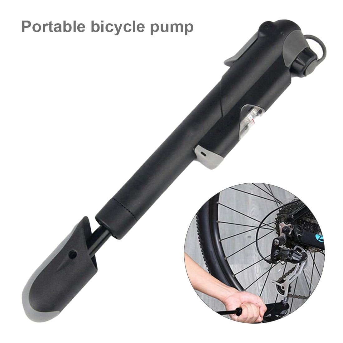 Portable Bicycle Pump Mini Hand Cycling Air Ball Toy Tire Inflator Bike MTB