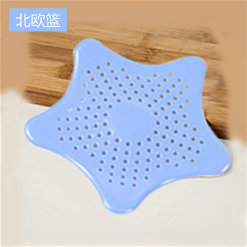 light blue Творческий кухонная раковина анти-засорение сток в полу, канализация фильтр Морская звезда силиконовый трап - Цвет: light blue