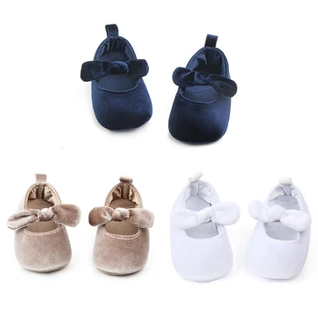 

Newborn Baby Girl Princess Shoes Kids Toddler Velvet First Walkers Solid Crib Shoes with Hairband Fashion Soft Sole Shoes