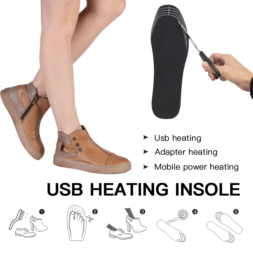 Новинка USB стельки с подогревом раздельные для ног теплая подушка теплые подошва