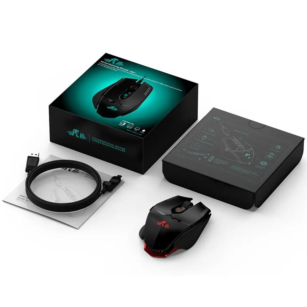 

M01 Programmable Optical Gaming Mouse with 12000 DPI & RGB LED Backlight 7 Keys Wired USB Mouse for PC Desktop Computer