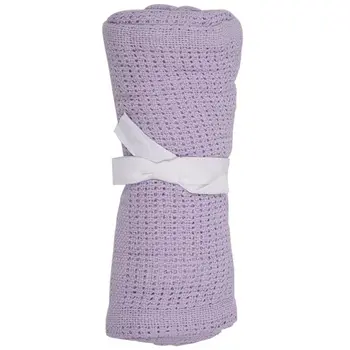 

100% Cotton Baby Infant Cellular Soft Blanket Pram Cot Bed Mosses Basket Crib Color:Light purple