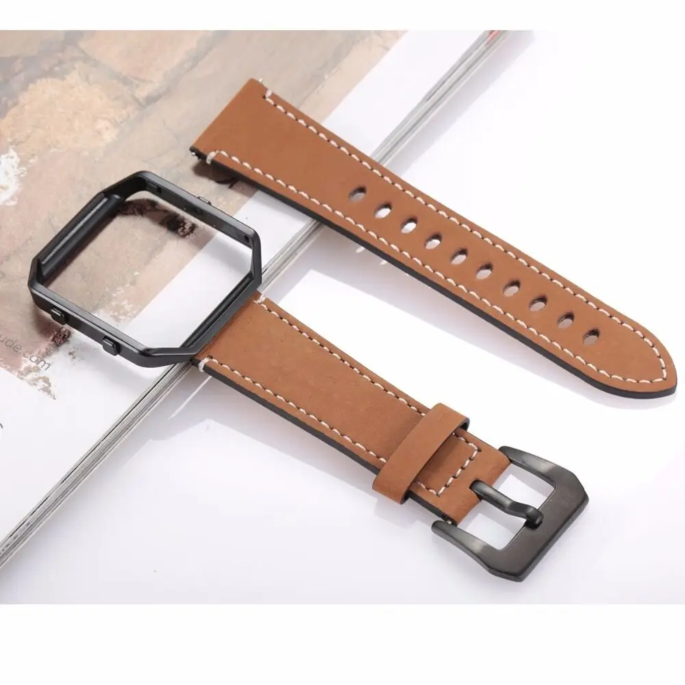 Ремешок для часов из натуральной кожи для Fitbit Blaze сменный ремешок+ металлическая рамка для дома Wrsit ремешок для Fitbit Blaze Смарт-часы