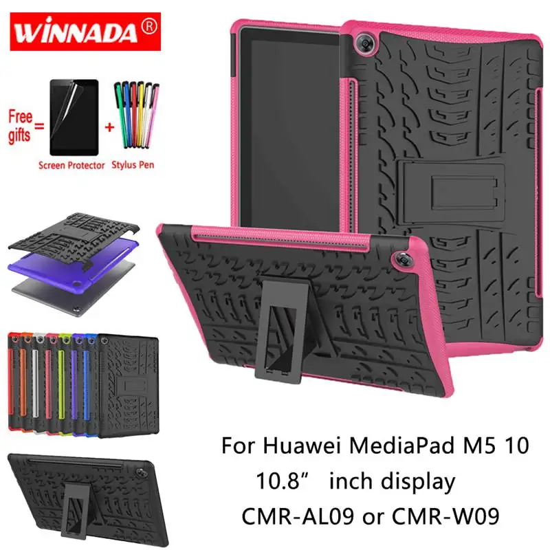 For Huawei MediaPad M5 10 case for CMR-AL09 CMR-W09 Tablet 10.8 inch display Silicone TPU+PC Shockproof Stand Cover +pen+Film