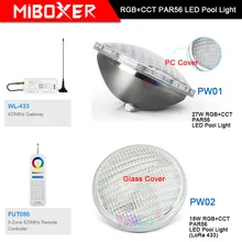 Miboxer 18 Вт/27 Вт RGB+ CCT подводный светодиодный светильник PAR56 светодиодный Бильярдный Светильник PW01 PW02 Водонепроницаемый IP68; 433 МГц шлюз, 8-зоны РФ Пульт дистанционного управления