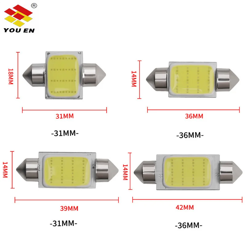 YOUEN 31 мм 36 39 41 COB светодиодный ная лампа C5W C10W автомобильный купольный светильник