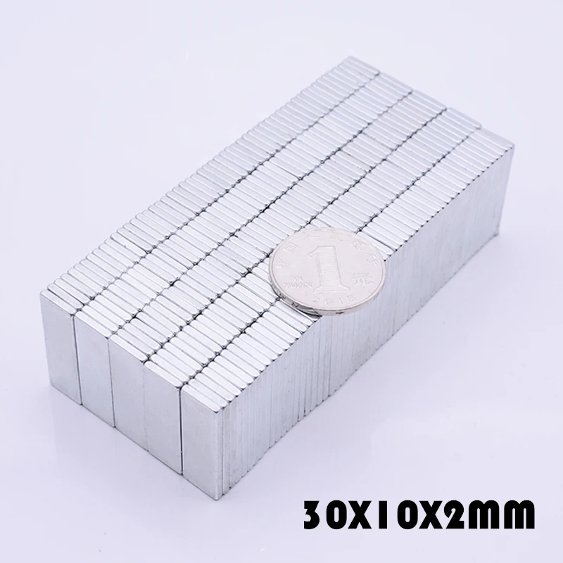 

30Pcs 30x10x2 mm 30*10*2 mm Neodymium Magnet Permanent N35 Super Strong Powerful Block Magnetic Magnets L 30mmx10mmx2mm