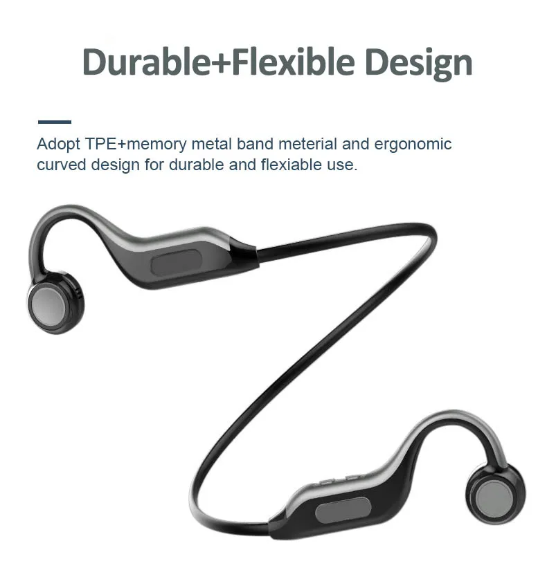 GGMM B1-S Wireless Headphones BT5.0 Headset Bone Conduction Earphone Outdoor Sports Headphone With Microphone Safe Comfortable