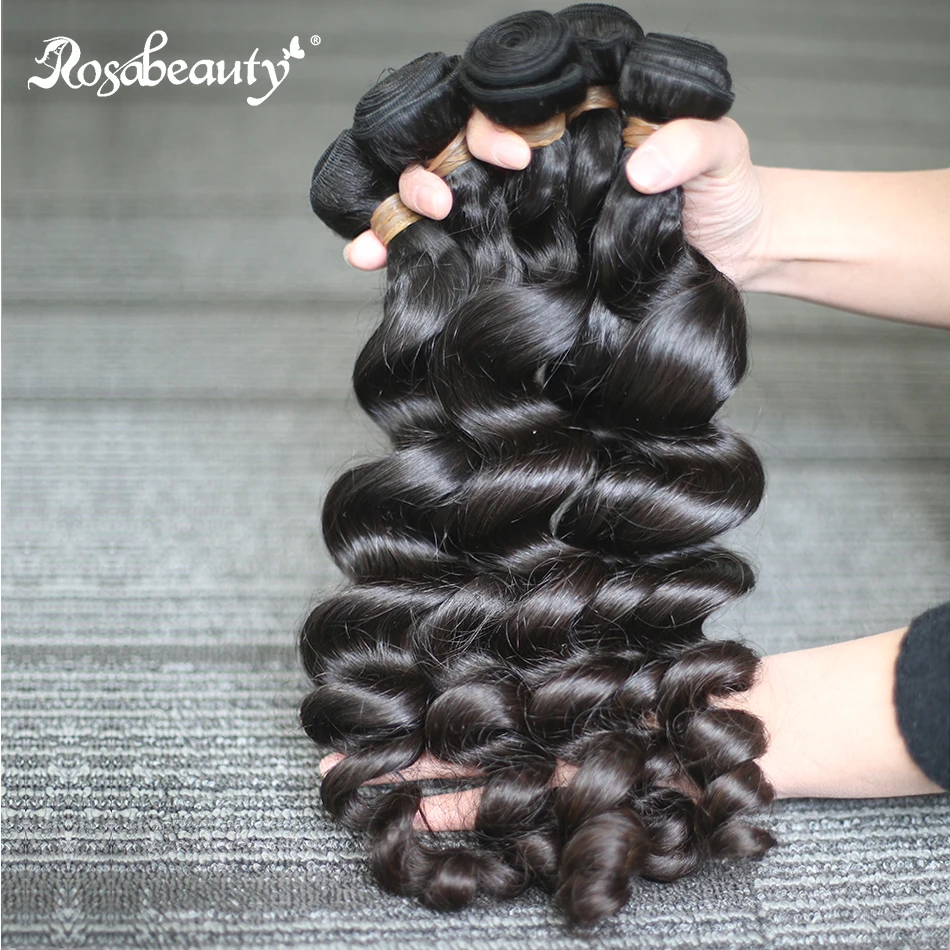 Rosa Beauty 8- 30 28 30 Inch 10A Brazilian Human Hair Weave Loose Wave 1/3/4 Bundles Raw Virgin Hai