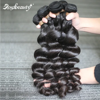 

RosaBeauty 8- 30 28 30 Inch 10A Brazilian Human Hair Weave Loose Wave 1/3/4 Bundles Raw Virgin Hair Extensions Unprocessed Hair
