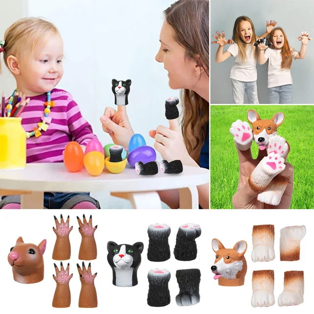 1Set Mini Animal Finger Puppet Toy Cute Cartoon Squirrel/Dog/Cat Hand Puppet Vinyl Toys Baby Educational Novelty Toys 5