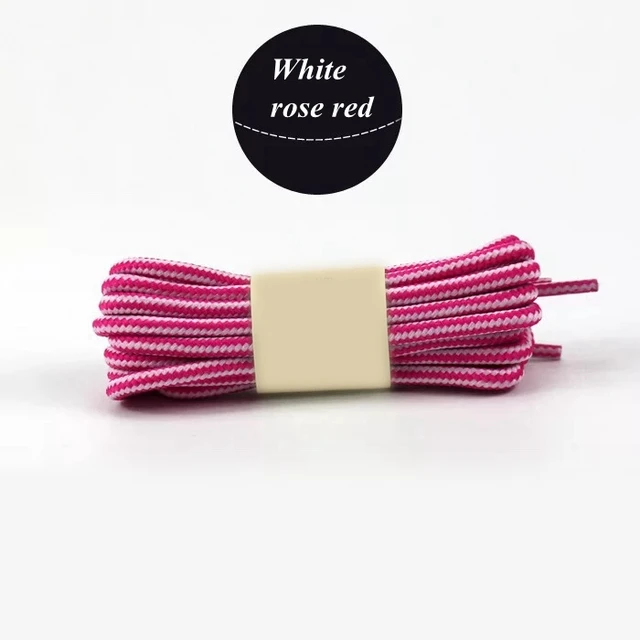 1 Pair 18 Colors Striped Double Color Shoe laces Round Outdoor Sneakers Shoelaces Cotton Boots Shoelace 70CM 90CM 120CM 150CM White rose red