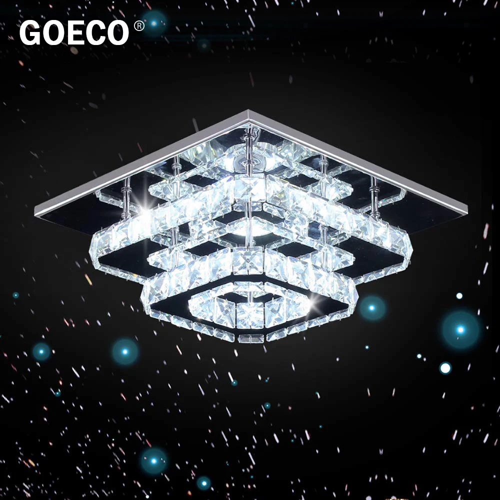 36W Modern LED Ceiling Light 11.8 Inches Stainless-Steel Crystal Ceiling Lamp  for Hallway Bedroom Kitchen Lighting 220V