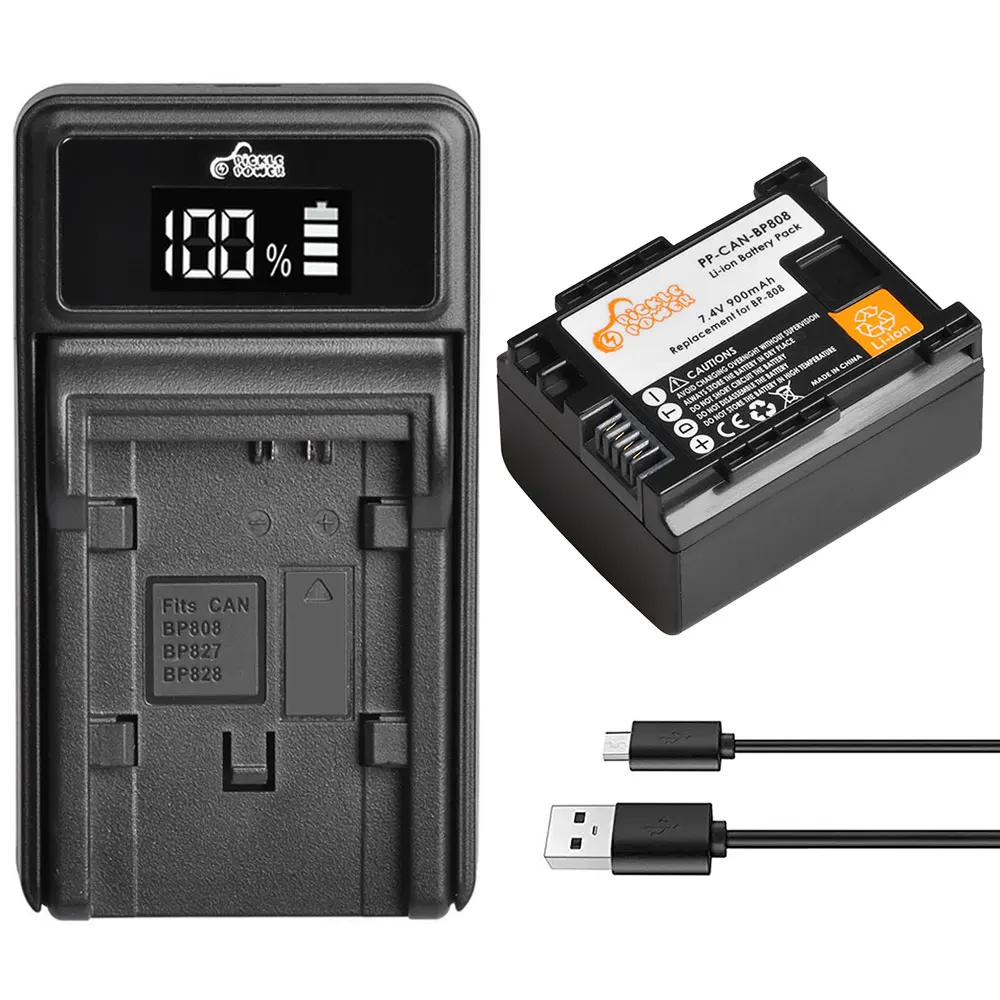 Bp-808 Bp 808 Batteria Della Fotocamera + Caricatore Usb Led Per Canon Bp 827 809 819 Hg31 Xa10 Hf20 Hf10 Hf100 Hf100E Hg20 Hg21 Hf11 Hfs100