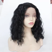 MRWIG 12 дюймов черные/коричневые/светлые волосы короткие вьющиеся синтетические передние парики шнурка средняя часть термостойкого волокна