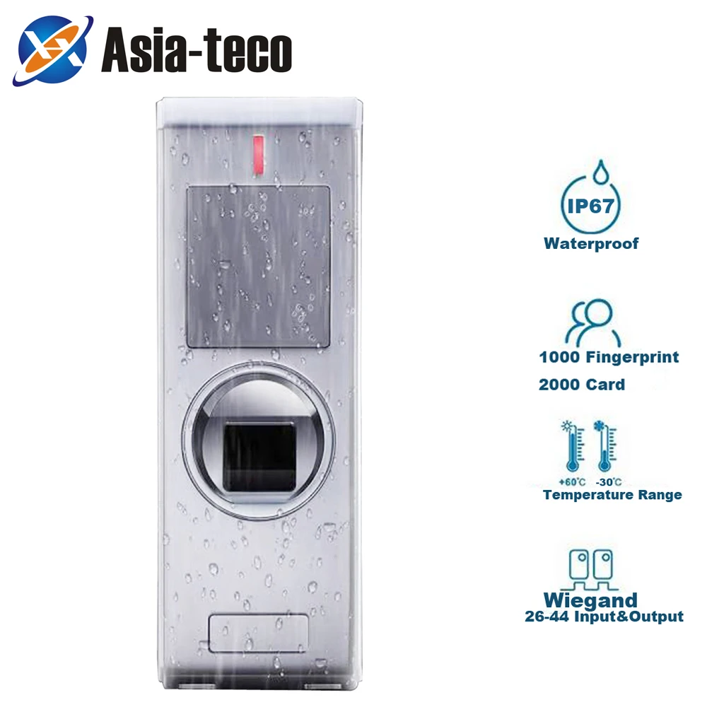 Sistema de Controle à Prova Dip67 Água Usuários Metal Biométrico Impressão Digital Acesso Rfid 125khz Leitor Porta Controle Ip67 2000