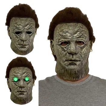 

Halloween Horror Glowing Mask Michaelmyers Mask Headgear Face Cover Horror Natural Latex Performance Prop Halloween Mask