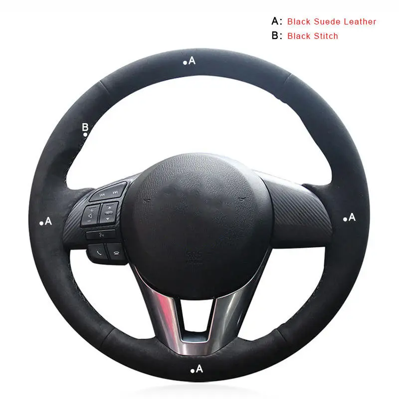 Suede Leather Автомобильный чехол на руль для Mazda 3 Axela 2013- Mazda 6 Atenza- Mazda 2- автомобильный чехол на руль - Название цвета: Suede Leather