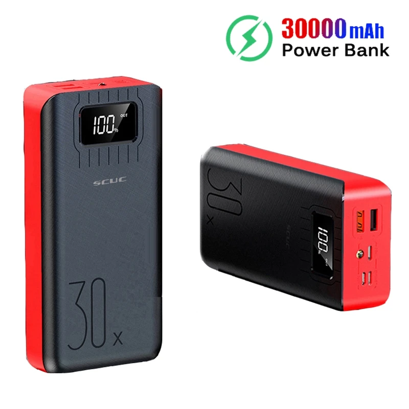 Внешний аккумулятор TypeC 30000 мАч Micro USB QC быстрая зарядка светодиодный дисплей