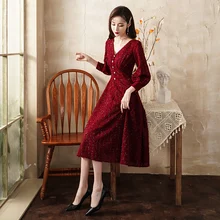 Wei yin AE0351, Новое поступление, короткое черное кружевное платье для выпускного вечера, элегантные вечерние платья длиной до середины икры для девочек