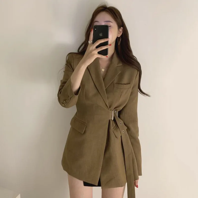 

2019 Autumn New Style Korean-style Side Edge Bandage Cloth Waist Hugging Slimming Versatile Suit Jacket
