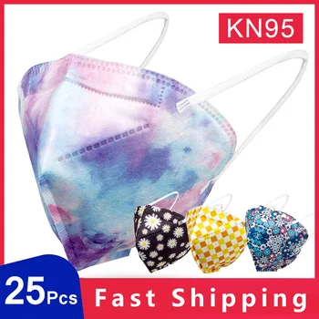 

25Pcs 4 layers KN95 Unique Mouth Face Mask Disposable Breathable Masks Customized Special Daisy Starry Personalized Printed Mask