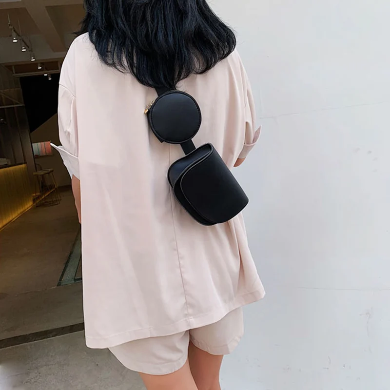 Women's Round Leather Fanny Pack | Round Coin Pouch Luxury