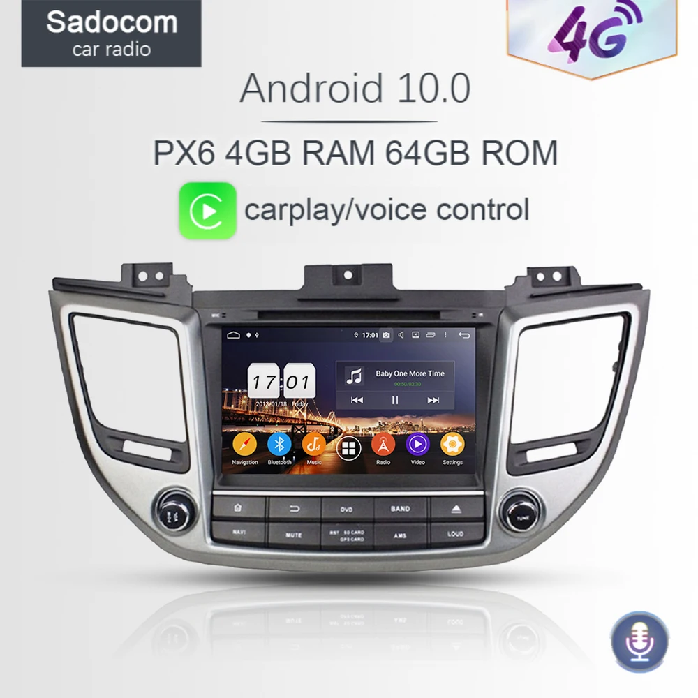 Автомобильный мультимедийный DVD плеер 720P PX6 8 дюймов 2 din Android 10 0 64 ГБ ядер для Hyundai