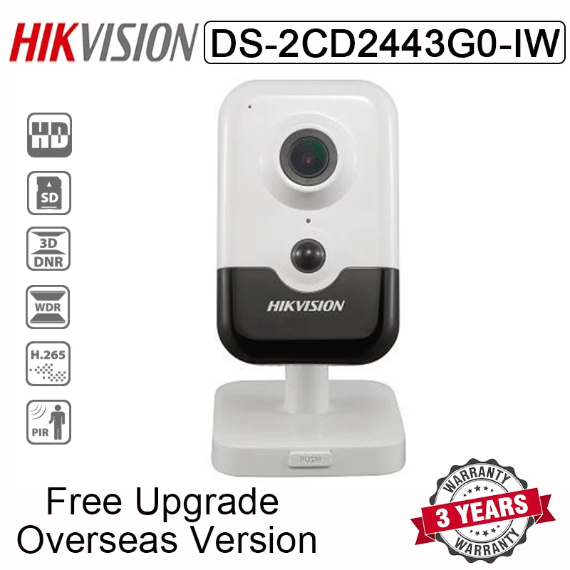 HIkvision DS-2CD2443G0-IW 4MP IR Fixed Cube сетевая камера POE H.265+ слот для sd-карт IR 10 м Мини Wifi ip-камера для домашней безопасности