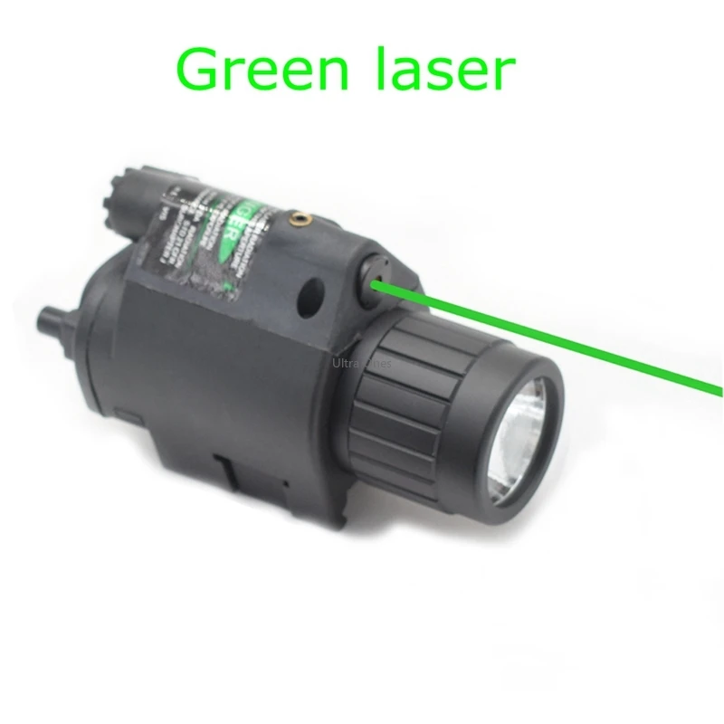 Tactical Hunting Cs LED Flashlight + Laser Sight for 20mm Rail Glock Beretta Airsoft Paintball Army Combat Pistol Gun Lights-1