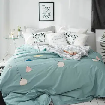 

Svetanya Nordic Scandinavian Green Light Bedlinen Cotton Single Queen Double King Size Duvet Cover Bedding Sets
