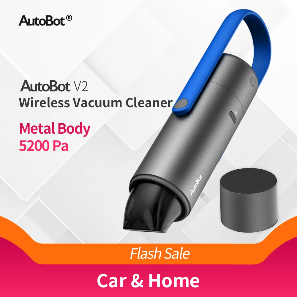 

AutoBot V2 Portable Cordless Vacuum Cleaner HEPA Filtration Strong Suction 5200 Pa for Car Home Office Red/Blue