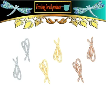 

Women Earring S925 Sterling silver Jewelry bow-knot accessories Zircon fashion Ladies Stud Valentine's Day gift