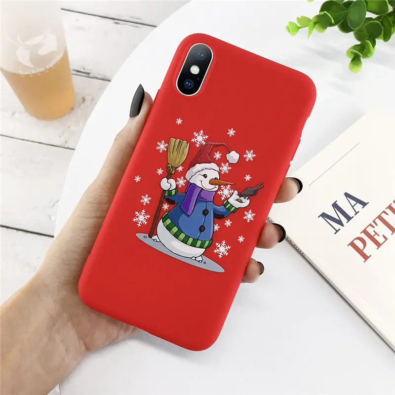 Moskado Christmas Elk Deer Phone Case For iPhone 11 Pro XS Max X XR Soft TPU Silicone For iphone 7 8 6 6S Plus 5s SE Back Cover - Цвет: 8367