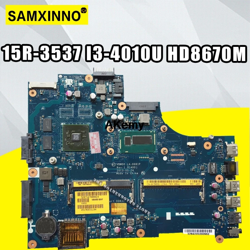 

LA-9981P Laptop motherboard for Dell Inspiron 15R-3537 5537 original mainboard I3-4010U HD8670M