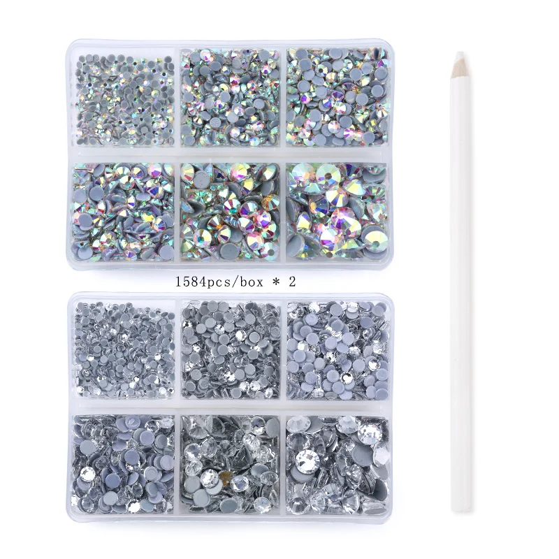 Hotfix Strass Hotfix 6 taille mixte cristal à dos plat pour l'artisanat Strass en verre à paillettes Strass à repasser avec stylo de cueillette  15