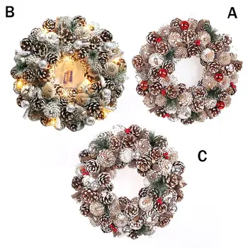 

Christmas Wreath With Light Natural Pinecone Wreath Door Hanging Garland For Party Hotel Window Family Layout