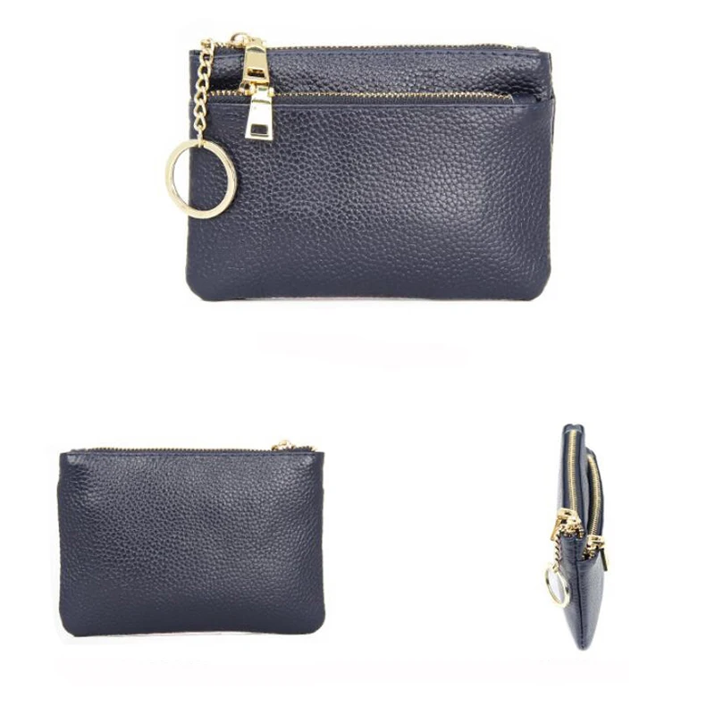 New Brand Men Soft Genuine Leather Card Holder Women Coin Purse Key Holder Zip Wallet Pouch Bag Purse