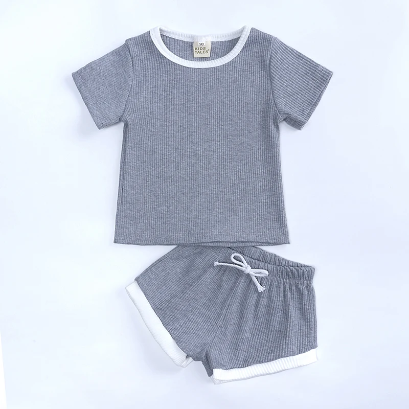 Baby Boy Girl Summer Clothes Set Short Sleeve T-shirt+Shorts 2pcs Newborn Outfits Kids Toddler Pajamas Knitted Infant Tracksuits Baby Clothing Set expensive