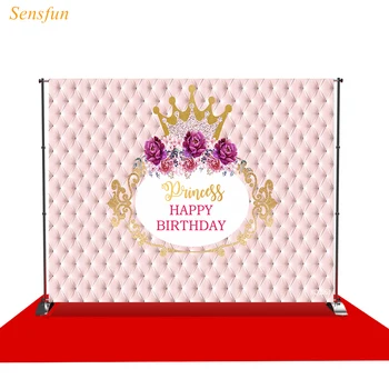 

LEVOO Photography Backdrop Birthday Princess Crown Flowers Photographic Background Photo Studio Shoot Props Photocall Vinyl