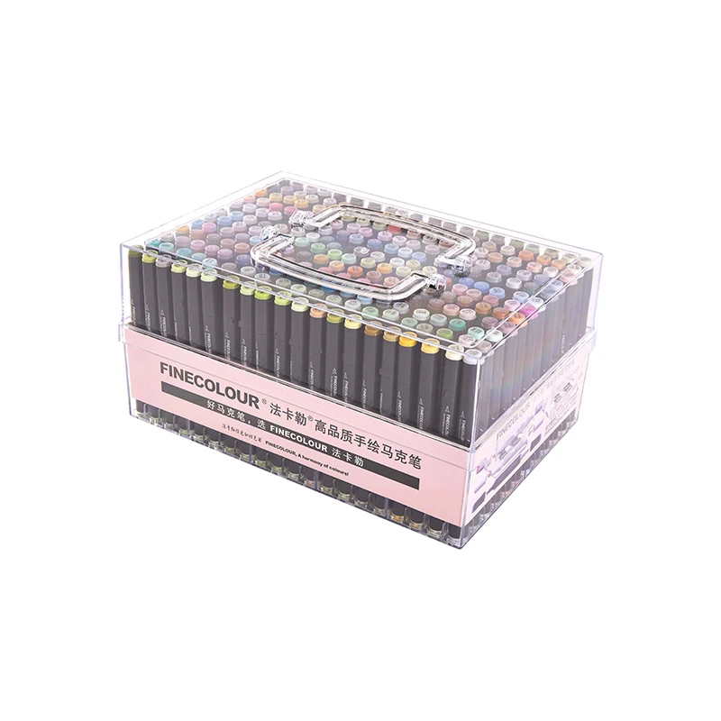 240colors-box Finecolour EF103 алкогольных жирной основе художественный маркер для белой доски с коробкой 12/24/36/48/60/72/240 Цвета зубная щетка с двумя головками и мягкой щеткой профессиональный - Цвет: 240colors-box