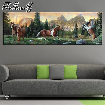 

FULLCANG Horse life diy 5d diamond painting full embroidery animal large mosaic needlework spring scenery wall decoration FC2075