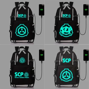 

High Quality Anime SCP Schoolbag Backpack Luminous Bag USB Charging Laptop Leisure Travel Bag for Students Men Male 2020 Teens