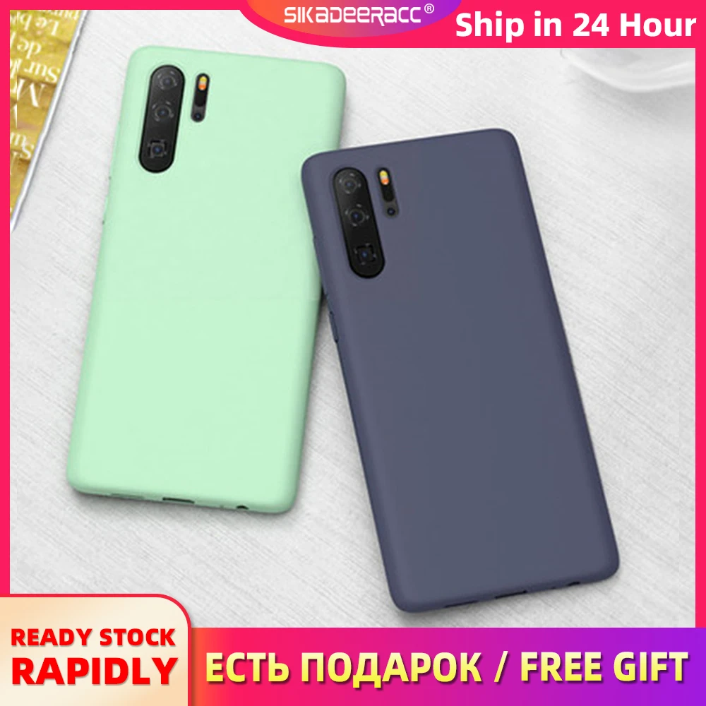 Жидкие однотонные силиконовые чехлы для телефонов Huawei P30 P20 Pro lite Nova 3i 3 4 4e 5 5i Mate 20X