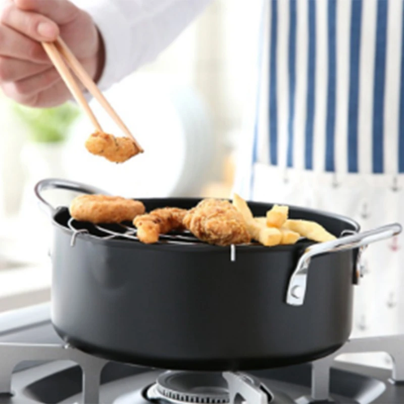Tempura Сковорода в японском стиле фритюрница удобные горшки для жарки с масляным фильтром стойка многофункциональная фритюрница