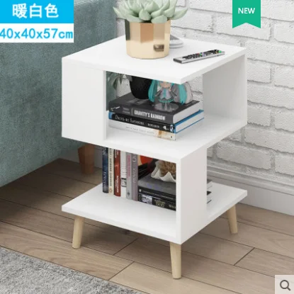 Журнальный столик в скандинавском стиле, простой прикроватный столик, современная мебель для спальни, торцевой столик, экономичный шкаф для хранения, полезный книжный шкаф - Цвет: warm white