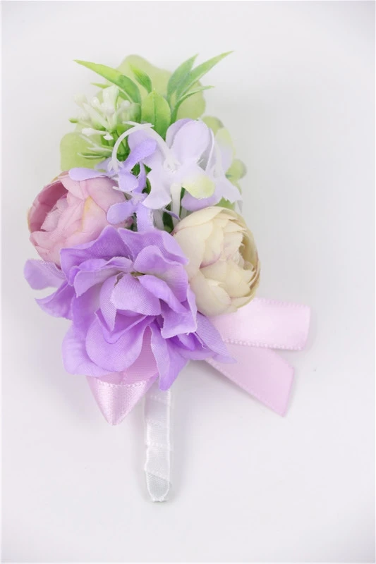 boutonniere-B YO CHO высокое качество свадебные корсажи и бутоньерки Шелковая Роза Орхидея цветок девушка корсаж Пром лента искусственный запястье цветок - Цвет: boutonniere-B